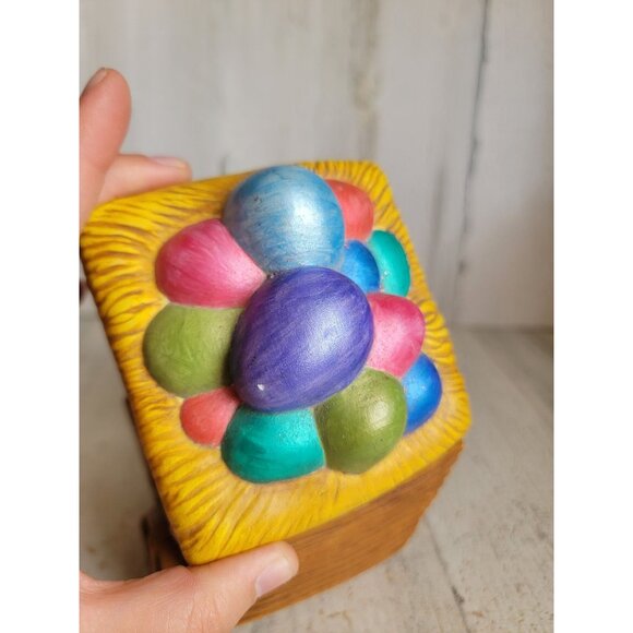 BB rabbit Easter egg ceramic vintage pulling cart container unique spring - Picture 9 of 13